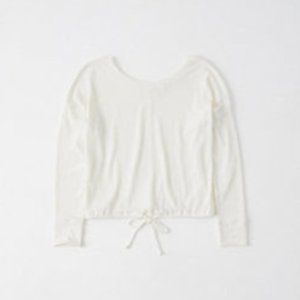 NWT $34 Abercrombie & Fitch Ribbed Cinched-Hem Top in Off White - size XS!